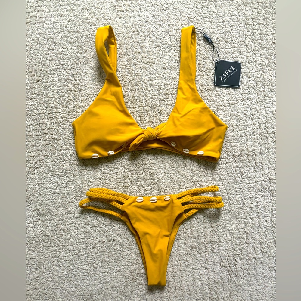 Yellow bikini with shells
